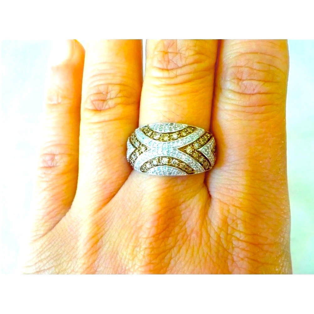 LeVian Style Diamond 14K White Gold Ring, Solid Gold Band-8.1gm, 1 of a Kind - Picture 5 of 6